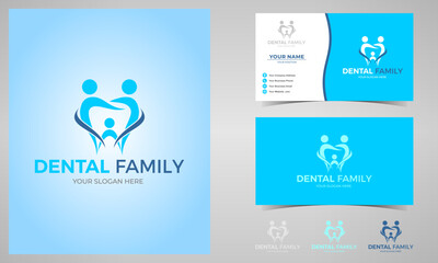 Modern dental family logo design and business card