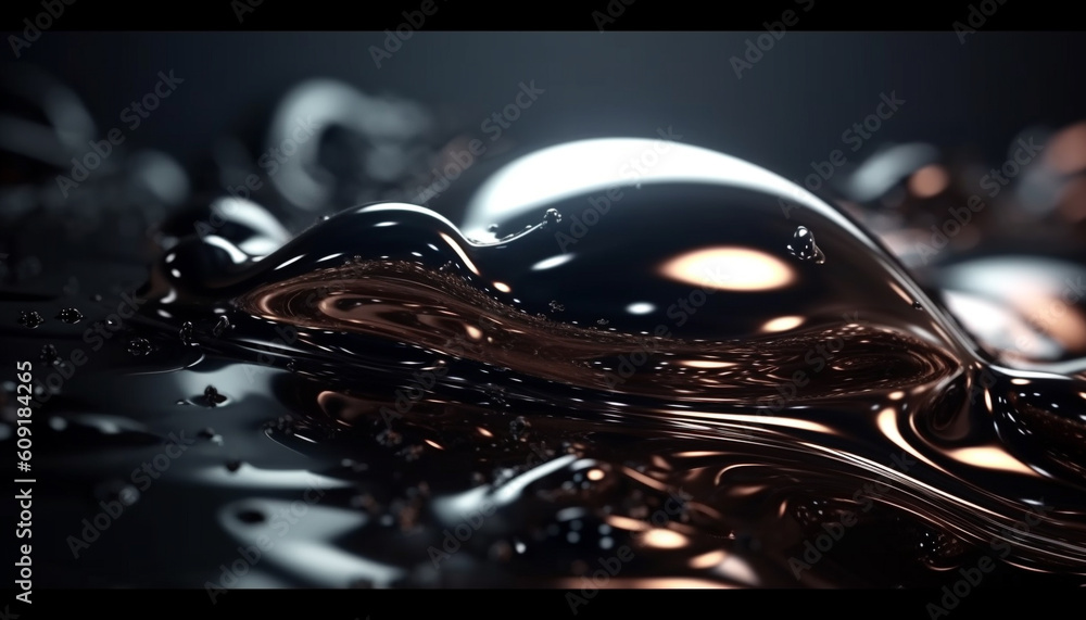 Poster smooth chocolate flowing in rippled wave pattern generated by ai