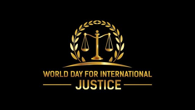 Symbol Justice With Golden Laurel And Scale On Black Background Minimalist Elegant Logo Concept