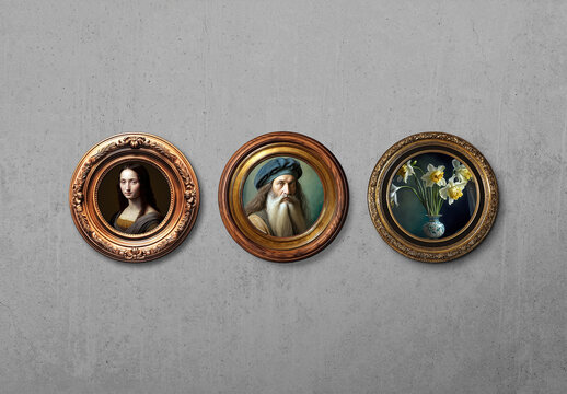 Frame Mockup Round 15 x 15 Old Antique