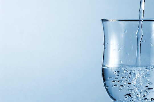 pouring water in a glass