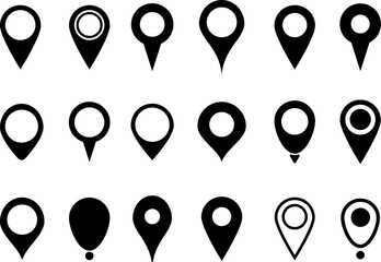 Location icons set.Map pin icons.Simple location symbol.Pin place marker.GPS location sign.