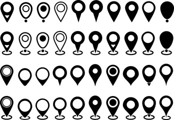 Location icons set.Map pin icons.Simple location symbol.Pin place marker.GPS location sign.