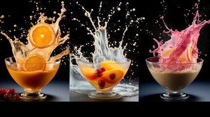 Capturing the Dynamic Splash of Sauce or Drink on Food, Adding Action and Vibrancy to Your Website. Generative AI.