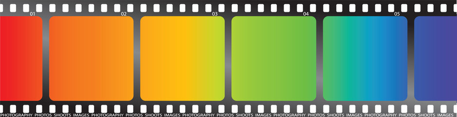 A single piece of film with a rainbow effect on it