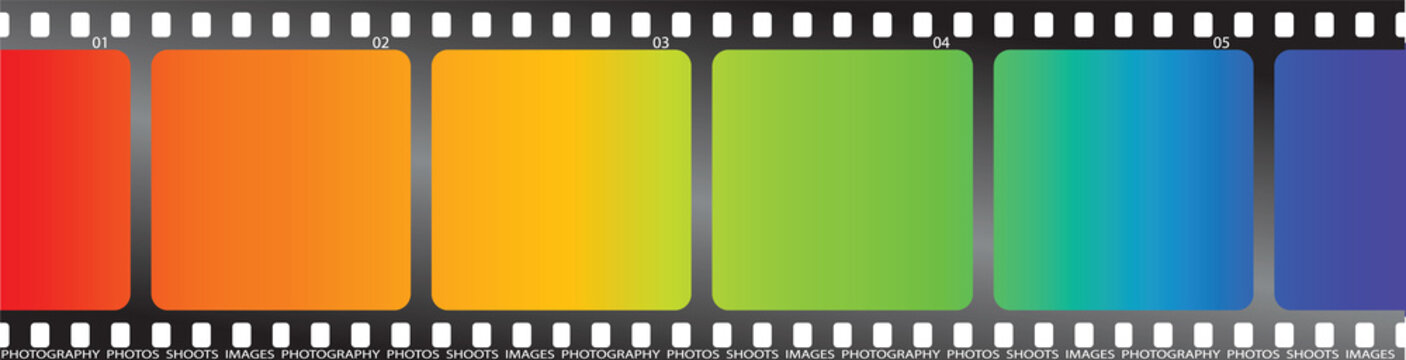 A single piece of film with a rainbow effect on it