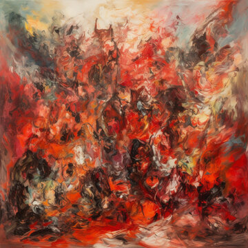 Abstract Painting Of Burning World, A World Engulfed In Flame © Hex