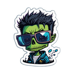 vector image of a male zombie with sticker type glasses