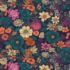 Deurstickers Abstract Floral Pattern © Hex