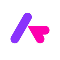 Letter A heart modern simple logo design