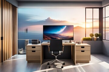 modern office interior with desk,