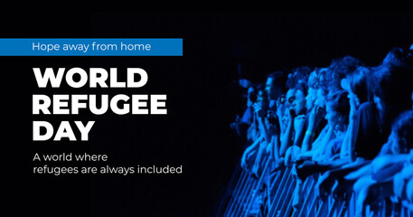 World Refugee Day, international help. June 20. Poster, card, unhcr banner design