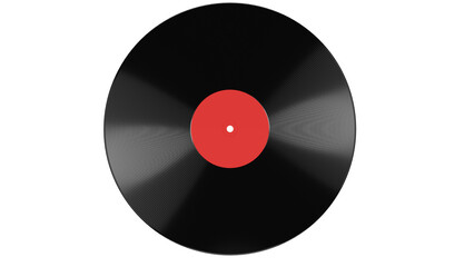 Classic vinyl record isolated on white and transparent background. Music concept. 3D render