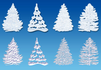 3d rendering of eight Christmas tree cover with snow