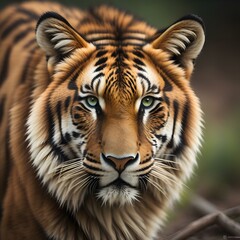 Fototapeta na wymiar Portrait of a Siberian Tiger, Panthera tigris altaica. generative ai