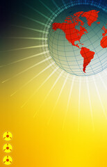 World map background with machine language or binary code surrounding it.