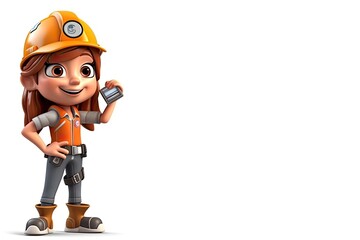 Caucasian Anime Woman Engineer White Backdrop Isolated Extremely Gorgeous With Copyspace Generative AI