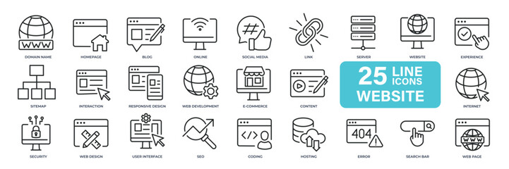Website thin line icons. Editable stroke. For website marketing design, logo, app, template, ui, etc. Vector illustration.