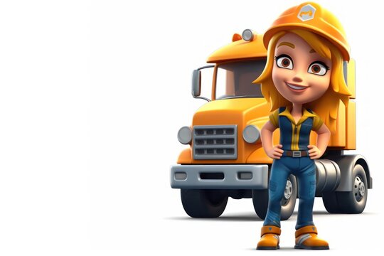Caucasian Woman Industrial Truck Operator White Background Isolated Very Attractive With Copy Space Generative AI