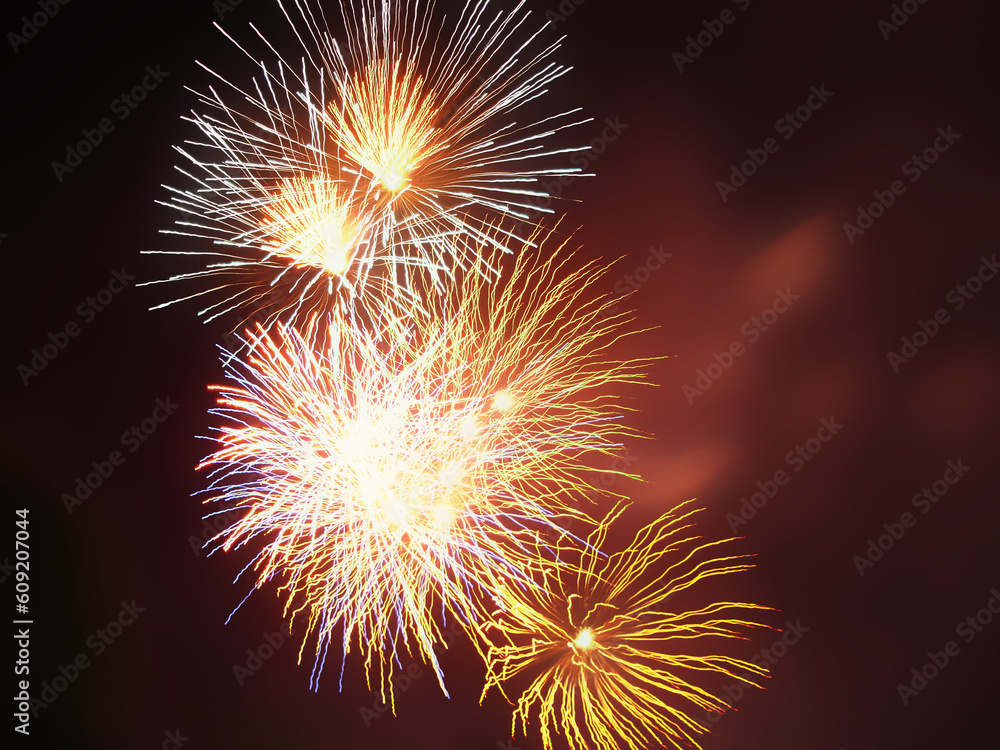 Poster colourful fireworks exploding in the sky