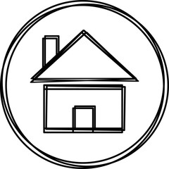 house in circle icon multi line style