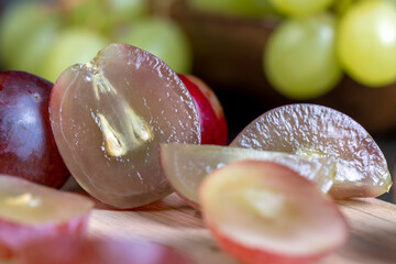 Large ripe grapes on the table