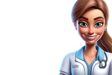Caucasian Woman Registered Nurse White Background Isolated Very Pretty With Copyspace Generative AI