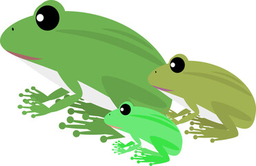 かわいいカエルの親子のイラスト
