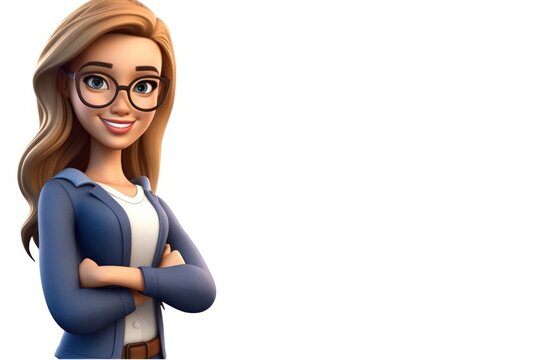 Caucasian Anime Female Web Developer White Backdrop Isolated Very Happy With Copyspace Generative AI