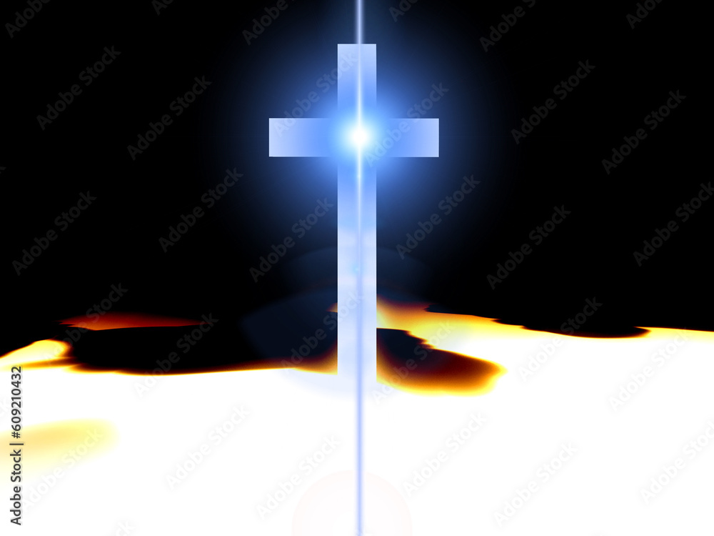 Poster a religious cross with some added illumination, the image is suitable for religious concepts.