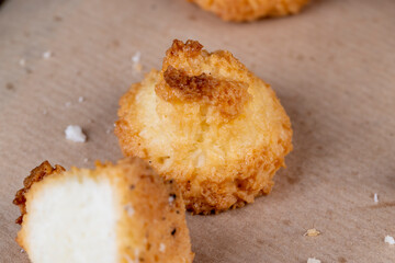 Small homemade coconut cookies made using coconut chips
