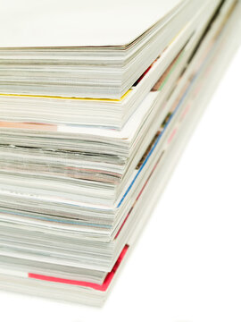 Stack of magazines isolated on a white background