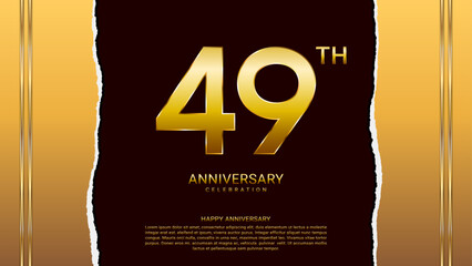 49th year anniversary design template in gold color, vector template