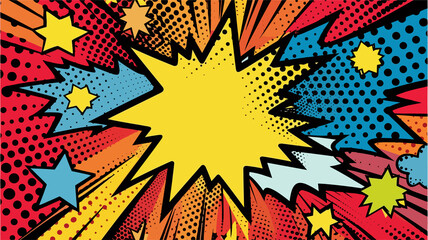 Fototapeta premium pop art explosion background, in the style of comic art created with Generative AI technology