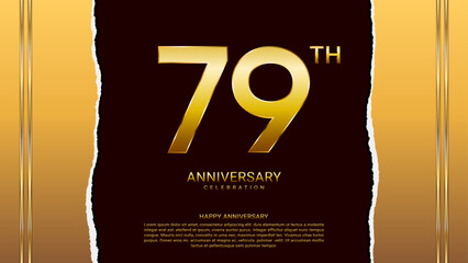79th year anniversary design template in gold color, vector template