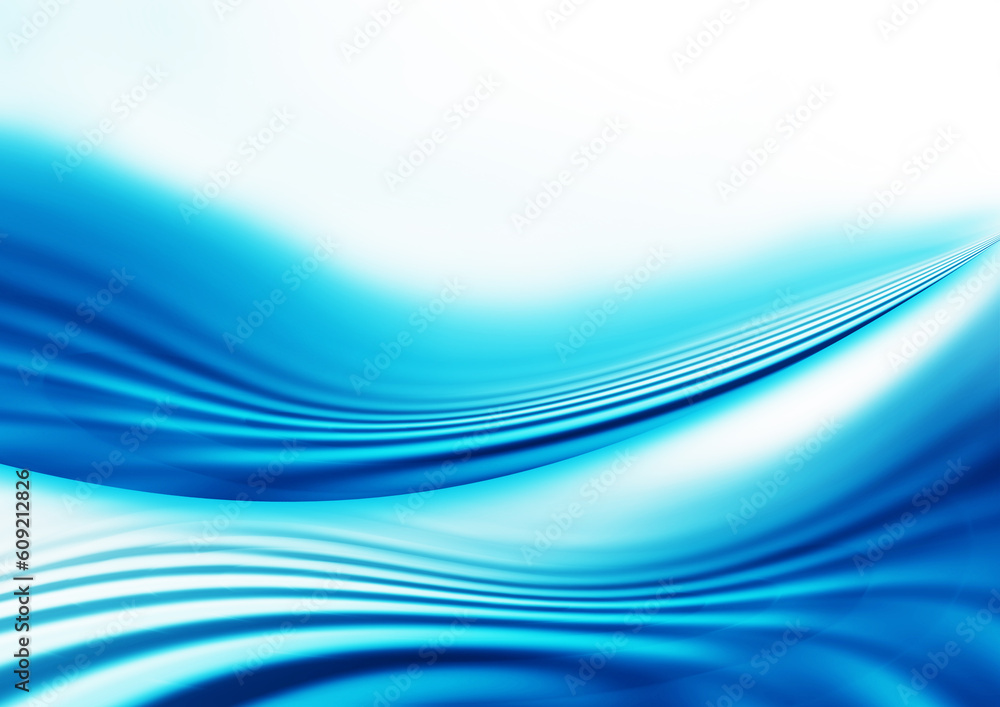 Poster background design with soft flowing blue waves and lines