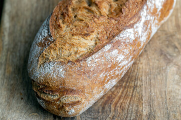 Dark wheat loaf of bread