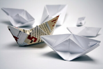 Origami boats (conceptual view of freedom of speech)