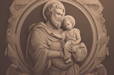 Fototapeta na wymiar Saint With Child Illustration