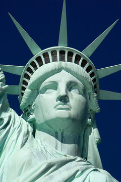 Close-up of the face on the Statue of Liberty