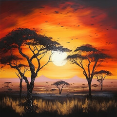 Serengeti Sunset Illustration