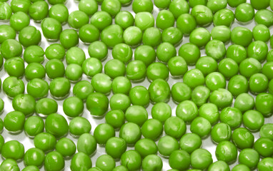green peas on white background