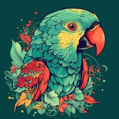 Tropical Parrot Illustration