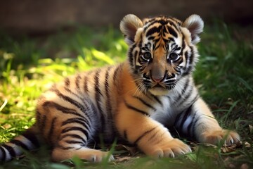Fototapeta na wymiar Baby fat tiger. made with Generative AI