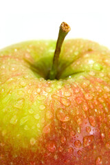 extreme close-up view of apple with waterdrops