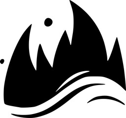 black tsunami waves icon