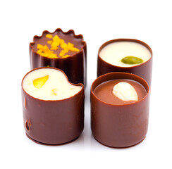 Chocolate candies isolated on white background