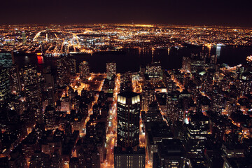 View looking over Manhatten at night