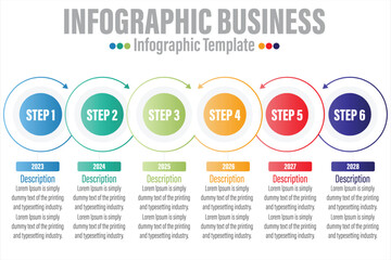 Timeline 6 Steps, six 6 option shape table chart elements with steps,road map,options,milestone,timeline,processes or workflow.Business data visualization.Creative step infographic template for presen