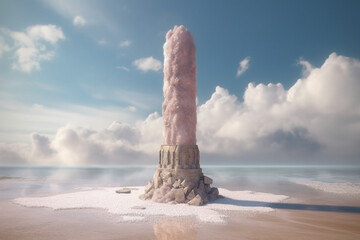 A pillar of salt on a beach - Generative AI